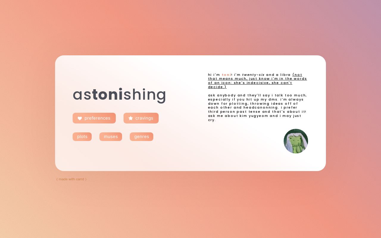 Carrd profile picture for @astonishing